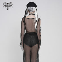 Load image into Gallery viewer, TT306 Bat-Shaped Chest Punk Mesh T-Shirt