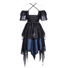Load image into Gallery viewer, SKT21602 Black and Blue women Cashew Jacquard puffy slip dress
