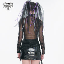 Load image into Gallery viewer, TT234 black Long Sleeve Asymmetric Mesh T-shirt