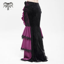 Load image into Gallery viewer, SKT23602 Black And Purple Gothic embossed velvet fishtail skirt