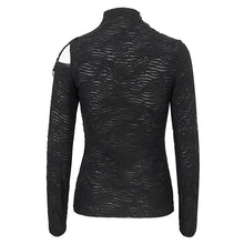Load image into Gallery viewer, TT252 Knitted wild grain high-neck asymmetrical T-shirt