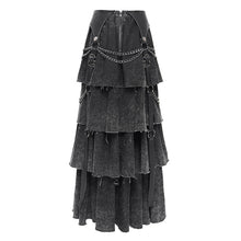 Load image into Gallery viewer, SKT233 Punk distressed long tiered skirt