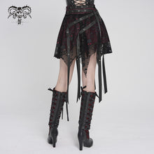 Load image into Gallery viewer, SKT25802 Punk Skull Mesh-Paneled, Snake-Print Faux Leather Micro-Mini Skirt with Multiple Straps