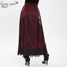 Load image into Gallery viewer, ESKT069 Burgundy Gothic Cross Embroidered Horse Face Skirt