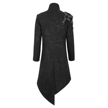 Load image into Gallery viewer, CT206 rubberized cross pattern leather shoulder loops asymmetrical men's long coat
