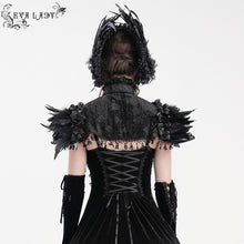 Load image into Gallery viewer, ECA018 Gothic Rose Embossed Velvet Feather Collar
