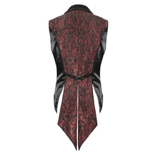 Load image into Gallery viewer, WT07602 wine Gothic jacquard peak lapel swallowtail men's suit vest
