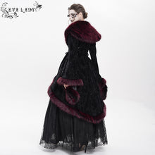 Load image into Gallery viewer, ECT02302 Black And Red Cashmere diamond check fleece collar Gothic jacket