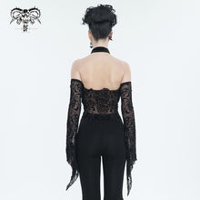 Load image into Gallery viewer, TT239 Inverted five-pointed star flocking strapless long sleeves T-shirt