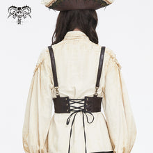 Load image into Gallery viewer, AS175 Punk brown imitation textured leather women corset