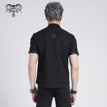 Load image into Gallery viewer, SHT008 daily life summer biker black men short sleeves punk metallic cotton shirt