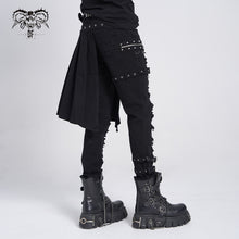 Load image into Gallery viewer, PT032 adjusted loops punk rock broken holes black men ripped trouser with skirt