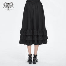 Load image into Gallery viewer, SKT195 Black gauze twill material with ruffles skirt