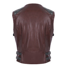Load image into Gallery viewer, WT08602 wine hand brushed leather men vest