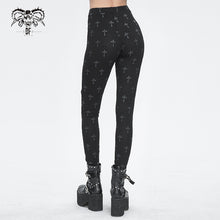 Load image into Gallery viewer, PT234 Knee star-shaped hollow out cross printing knitted trousers for women