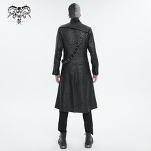 Load image into Gallery viewer, CT209 Cracked Faux Leather Men's Long Coat With Hanging Rivets studded bullet belt