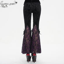 Load image into Gallery viewer, EPT01402 Black and purple Gothic velveteen embossed flared pants