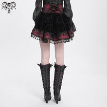 Load image into Gallery viewer, SKT23002 Black and red Summer Girls Gothic Rose Jacquard Skirts