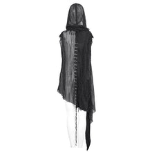 Load image into Gallery viewer, CA006 punk asymmetrical women broken holes black hooded cape