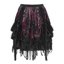 Load image into Gallery viewer, SKT25102 Red Heart-Patterned Corduroy & Velvet Patchwork Gothic Mini Skirt