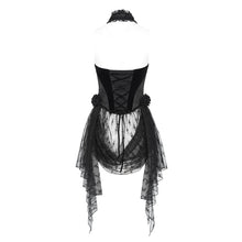 Load image into Gallery viewer, ECST00901 Black Heart Shaped Floral Gothic Corset