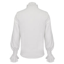 Load image into Gallery viewer, SHT10402 White Chiffon pleated Lace Stand Collar Men's Shirt