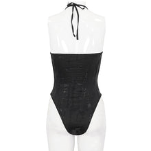 Load image into Gallery viewer, SST022 Skull Mesh Knit Halter Swimsuit