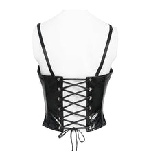 Load image into Gallery viewer, CST00901 Black Punk-Style Glossy Leather Strapless Corset