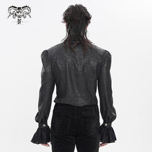 Load image into Gallery viewer, SHT15701 Black Two-Tone Woven Long-Sleeve Gothic Shirts