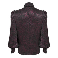 Load image into Gallery viewer, SHT15402 Wine Gothic Long-Sleeve Pleated Shirt with Bat-Wing Shoulder Flaps