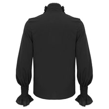 Load image into Gallery viewer, SHT10401 Black Chiffon pleated Lace Stand Collar Men's Shirt