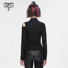Load image into Gallery viewer, TT252 Knitted wild grain high-neck asymmetrical T-shirt