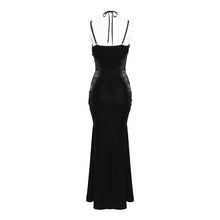 Load image into Gallery viewer, SKT25301 Black Gothic Velvet Strappy Dress with Side Seam Pleats