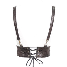 Load image into Gallery viewer, AS175 Punk brown imitation textured leather women corset