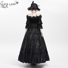 Load image into Gallery viewer, ESKT07001 Gothic 3D velvet flower pattern skirt with corset