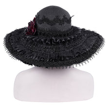 Load image into Gallery viewer, AS198 women gothic Feather rose wide brim big lace straw hat