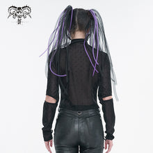 Load image into Gallery viewer, TT231 Cyberpunk black mesh Long Sleeve Women's T-Shirt