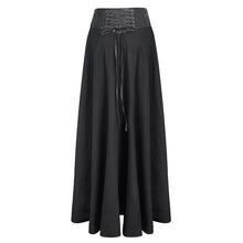 Load image into Gallery viewer, SKT017 torn multiple wearing leather waistband women punk rock black flowing long half skirt