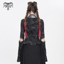 Load image into Gallery viewer, SHT143 Long-sleeved faux leather shirt with random lines patterns