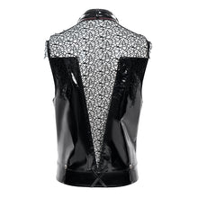 Load image into Gallery viewer, WT107 Punk Tree-Patterned Mesh & Patent Leather Vest