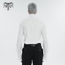 Load image into Gallery viewer, SHT10402 White Chiffon pleated Lace Stand Collar Men's Shirt