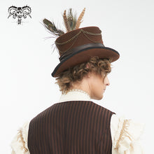 Load image into Gallery viewer, AS188 Steampunk brown top hat