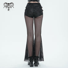 Load image into Gallery viewer, PT209 Faux leather and mesh spliced side bandage flared pants