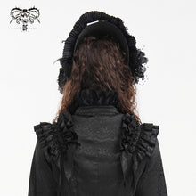 Load image into Gallery viewer, AS195 gothic black Lolita lace Big flower tassel half hat
