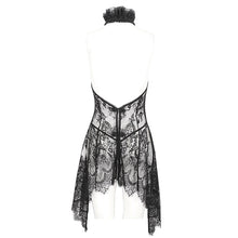 Load image into Gallery viewer, SX028 Gothic flower mesh beaded lace halterneck sexy lingerie