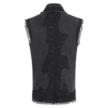 Load image into Gallery viewer, SHT118 Twill broken holes mesh distressed sleeveless shirt