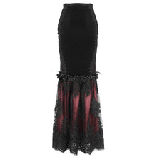 Load image into Gallery viewer, ESKT04402 Black and red Gothic high waist fishtail skirt