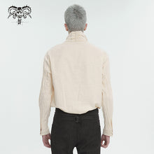 Load image into Gallery viewer, SHT101 Apricot Cotton Linen Jacquard Stand Collar Men's Shirt