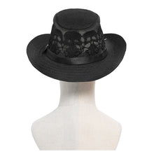 Load image into Gallery viewer, AS284 Punk Skull Lace-Trimmed Cowboy Hat
