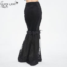 Load image into Gallery viewer, ESKT04401 Black Gothic high waist fishtail skirt